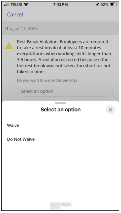 Meal Break Waivers Now on Mobile
